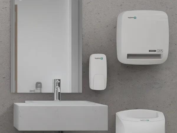 Commercial washroom dispensers and hygiene fixtures